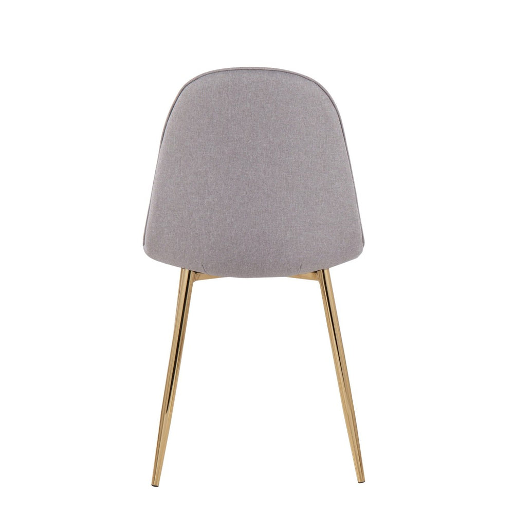 English Elm Pebble Contemporary Chair Set Of 2 In Gold Steel & Light Grey Fabric - Stylish, Comfortable Seating B202P223625-GIGA