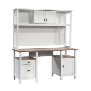 English Elm Desk, Modern Cottage-Style With White Finish & Wood-Tone Top - Perfect For Small Spaces & Easy Assembly B356P402733