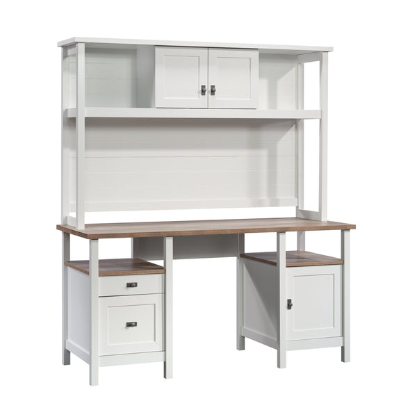 English Elm Desk, Modern Cottage-Style With White Finish & Wood-Tone Top - Perfect For Small Spaces & Easy Assembly B356P402733