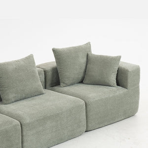 English Elm Modular Low Profile Sectional Sofa Plush Chenille Upholstery for Cozy Living Rooms Light Green W3326S00032