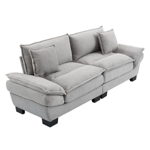 English Elm Corduroy Modern Sofa Sleeper Loveseat with Double-Layer Cushions, Two Pillows, Sturdy Frame 84" LIGHT GREY W676P227345