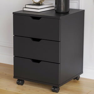 English Elm 3-drawer Rolling Wood File Cabinet with Locking Casters for Home Office Under Desk Black T3623P434233