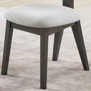 English Elm Valencia Light Gray Fabric Dining Chairs Set of 2 — Padded Curved Back, Rubberwood Frame, Cozy Seating B061P406093