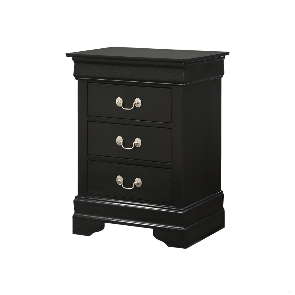 English Elm Timeless Black Nightstand with 3 Drawers, Durable Particle Board, Traditional Elegance, No Assembly Needed B078108211