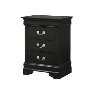 English Elm Timeless Black Nightstand with 3 Drawers, Durable Particle Board, Traditional Elegance, No Assembly Needed B078108211