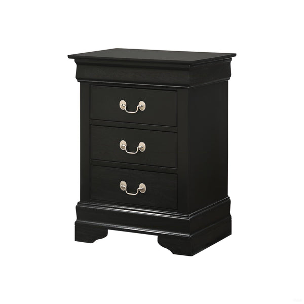 English Elm Timeless Black Nightstand with 3 Drawers, Durable Particle Board, Traditional Elegance, No Assembly Needed B078108211