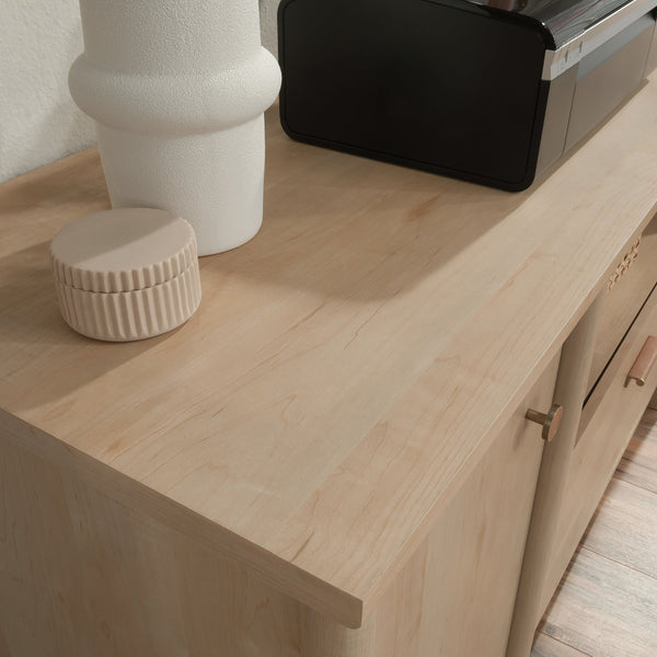 English Elm Storage Credenza Brown Finish with Full-Extension File Drawer, Cord Management, Adjustable Shelf, Durable 70.9" L B356P402753