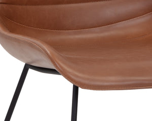 Sunpan Gracen Minimalist Dining Chair with Faux Leather Comfort and Elegant Matte Black Metal Legs Hazelnut