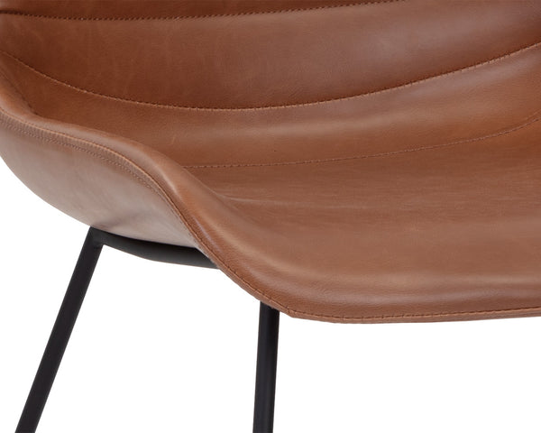 Sunpan Gracen Minimalist Dining Chair with Faux Leather Comfort and Elegant Matte Black Metal Legs Hazelnut