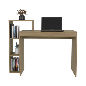 English Elm Britt 43" Writing Desk with 4 Shelves in Natural Oak — Compact Sturdy Minimalist Office Gamer Desk B070P254783