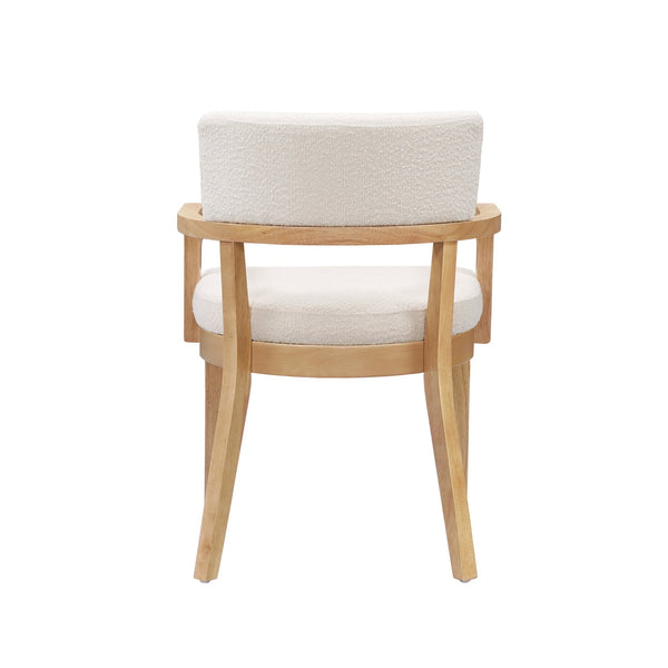 English Elm Christopher Knight Home® - Mid Mid Century Modern Boucle Dining Chairs with Wood Frame, U-Shape Arms, High-Density Foam Comfort Beige,Oak N771P331337A