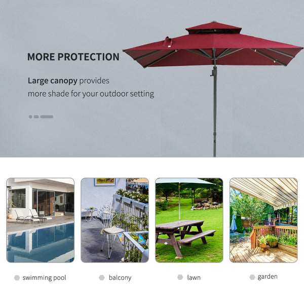 English Elm Outsunny 10Ft Offset Cantilever Patio Umbrella – Versatile Shade Solution With 360° Rotation & Tilt W2225P217598-GIGA