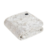 Beautyrest Zuri Glam/Luxury Faux Fur Heated Wrap with Built-in Controller BR54-2782 Snow Leopard