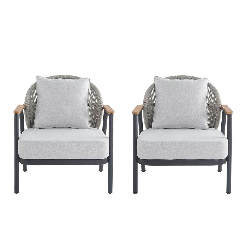 English Elm Christopher Knight Home® - Orla Outdoor Club Chairs Set Of 2 - Gray Iron Frame, Cushioned Comfort, Eco-Friendly Design! N775P224519G-S2