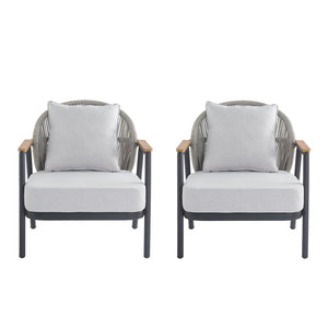 English Elm Christopher Knight Home® - Orla Outdoor Club Chairs Set Of 2 - Gray Iron Frame, Cushioned Comfort, Eco-Friendly Design! N775P224519G-S2