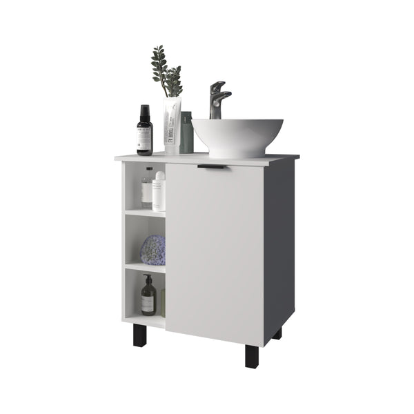English Elm FM Floating Bathroom Vanity with Integrated Sink and Soft-Close Cabinet for Sleek Modern Storage White 28.7 L x 28.7 W x 11.4 H B128P335856