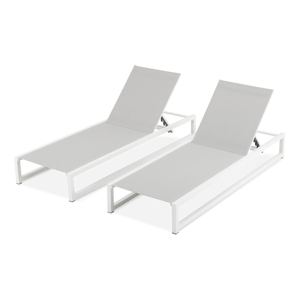 English Elm Christopher Knight Home® - 5-Level Adjustable 2-Piece Outdoor Chaise Lounge Set, Durable Aluminum & Textilene For Ultimate Comfort N779P281907W