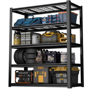 English Elm 59" Wide Black Metal Shelving Unit with Removable Dividers for Garage or Office T3625P455778