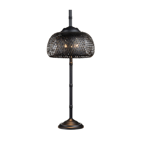Crestview Collection 37.5"H Sleek Metal Buffet Lamp With Woven Rattan Shade For Stylish Home Décor And Illumination   Cvnam774a