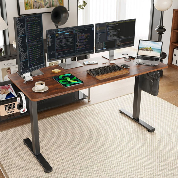 English Elm Stary Electric Standing Desk - Adjustable Height Sit-Stand Workspace With Elegant Splice Board Finish T3623P339399-GIGA