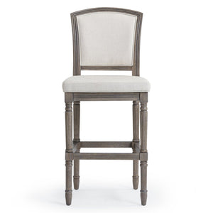 English Elm 31" Turned Leg Bar Stool Woven Polyester Seat and Back for Pub or Kitchen Use Gray B2751P436456