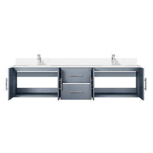 English Elm Dark Grey 80 in Double Bath Vanity with Cultured Marble Top, Soft-Close Storage & Chrome Faucet Set B2731P258725