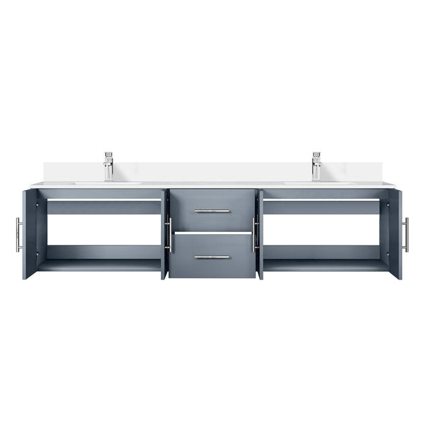 English Elm Dark Grey 80 in Double Bath Vanity with Cultured Marble Top, Soft-Close Storage & Chrome Faucet Set B2731P258725