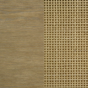 English Elm Benson Round Coffee Table with Rattan Shelf Brass Legs and Bold Matte Finish Sand B062P440110