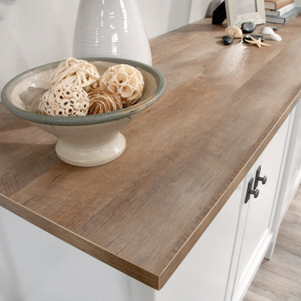 English Elm Credenza, Modern White Storage Solution With Easy Assembly For Home Office, Living Room, Entryway B356P402768