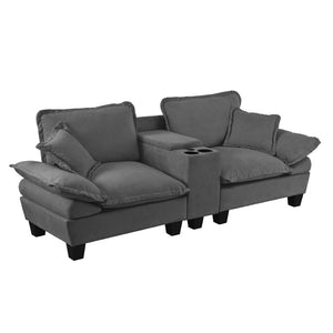 English Elm Modular Cloud Sofa Chenille L-shape with Storage Cup Holders and Usb for Living Room W3163S00108