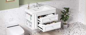 English Elm 30'' Wall Mounted Bathroom Vanity with Ceramic Sink, Floating MDF Cabinet, Soft-Close Drawers & Ample Storage White N710P334915K