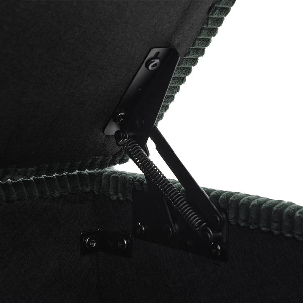 English Elm UNITED Corduroy L-Shaped Sectional Sofa with Storage Ottoman, USB Ports, Cup Holders & LED Lighting Emerald W1568P332404