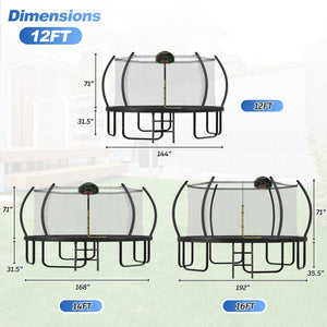 English Elm 12ft Round Outdoor Trampoline Galvanized Steel Frame Safety Net Basketball Hoop N739P283173B