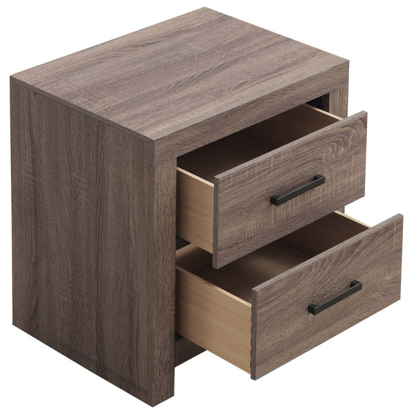 English Elm Brantford Barrel 2-Drawer Nightstand with Rustic Barrel Finish, Matte Bronze Handles, Ample Storage Oak B062P344906