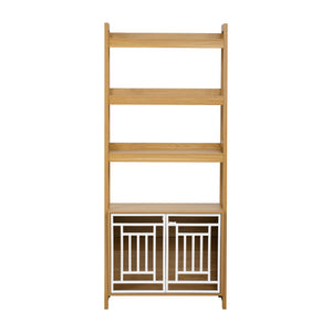 English Elm Modern 2 IN 1 Dog Furniture Leaning Ladder Bookshelf with Hidden Kennel, Walnut Mid-Century Storage for Dogs up to 50lbs N843P256446W