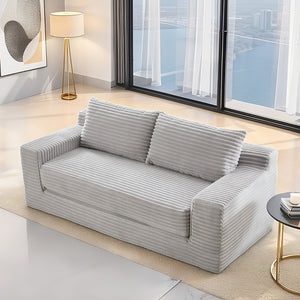 English Elm Loveseat Convertible Sofa Bed with Memory Foam & Steel Frame, No Assembly, Corduroy Comfort LIGHT GREY W3561P324165