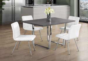 English Elm Dining Table, 60" Rectangular Grey Laminate With Chrome Legs - Modern Centerpiece For Any Space B2710P286990