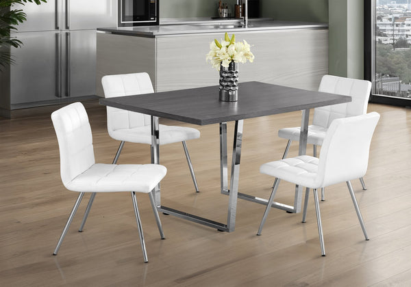 English Elm Dining Table, 60" Rectangular Grey Laminate With Chrome Legs - Modern Centerpiece For Any Space B2710P286990