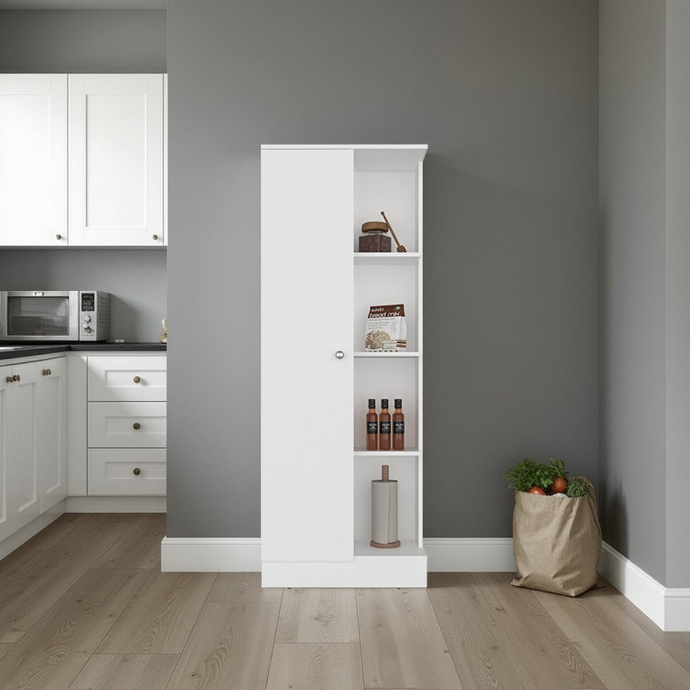 English Elm Juls Tall Slim Pantry Cabinet with Open Shelves for Kitchen or Laundry Room B200P474238