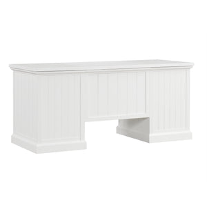 English Elm 67''Modern Executive Desk with 3 Drawers & 2 Cabinets, Spacious White MDF Workstation with Adjustable Shelves and Chic Vertical Edge Design for Home Office N751S211942K