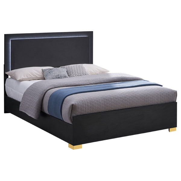 English Elm Mckee White Queen Sleigh Bed with Curved Legs and Low Profile Footboard for Cottage Rooms Black B062S01757