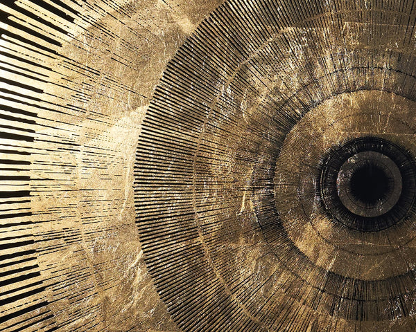 Sunpan Brilliance Wall Art: Luxe Art Deco Acrylic Print with Gold Leaf Sunburst & Charcoal Wood Frame