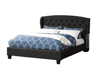 English Elm Modern Wingback Platform Bed Tufted Upholstered Headboard Charcoal Eastern King Frame B011P421732