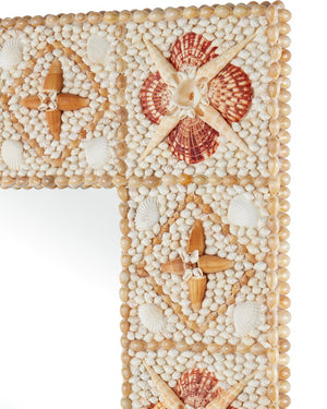 Currey & Company Junonia Shell-incrusted Rectangular Mirror With Floral Motifs - Versatile Hanging Options Included! Yellow Shell ,Wood ,Glass 1000-0169-currey-company