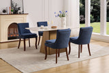 English Elm Modern Dining Chairs Set Of 2,Double-Layer Cushioned Chenille Fabric Upholstered Accent Side Leisure Chairs With Mid Back and Curved Solid Wood Legs For Living Room/Dining Room-Blue