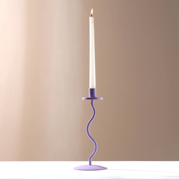 English Elm Home Groovy Glow Lilac Candle Holder 4x10in Metal Accent — Modern, Versatile, Whimsical Decor Glow B346P356184