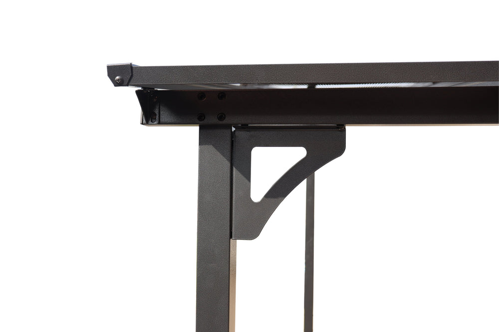 English Elm 10' x 12' Outdoor Pergola Gazebo Wall-Mounted Lean-To Metal Awning with Roof, Heavy Duty Patio Retreat W419S00055