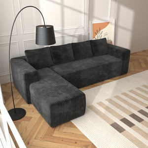 English Elm Cloud Modular Sectional Sofa with Right Chaise, Plush Corduroy, No Assembly, Deep Cloud Comfort W1960S00007