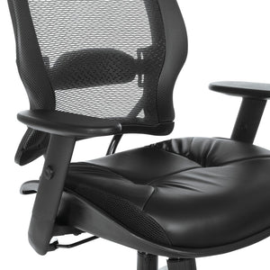 OSP Home Furnishings Dark Air Grid Back Manager Chair with Lumbar Support and Antimicrobial Seat Fabric 5790D-R107