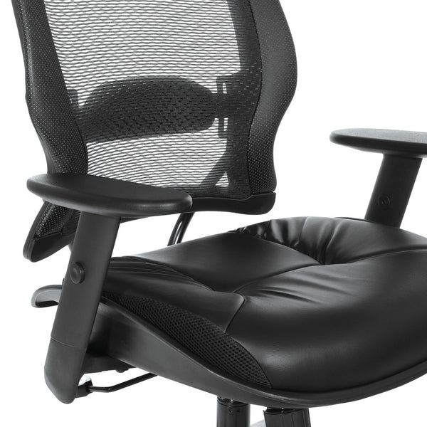 OSP Home Furnishings Dark Air Grid Back Manager Chair with Lumbar Support and Antimicrobial Seat Fabric 5790D-R107